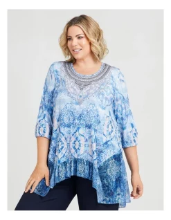 Deals 🧨 Taking Shape Blue Ikat Sparkle Tunic In Blue Multi 🌟