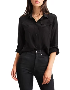 Cheap 💯 Belle & Bloom Eclipse Black Rolled Sleeve Blouse 😍