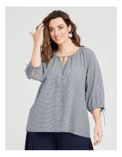 Best deal ❤️ Taking Shape Seersucker Gingham Top In Navy/White 🥰