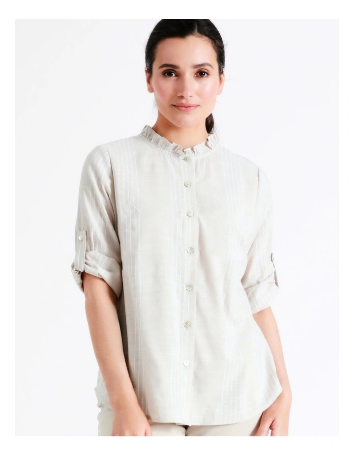 Buy π₯ Regatta Sustainable Viscose Blend Rolled Sleeve π Shirt With Frill Neck In Oatmeal Crossdye π