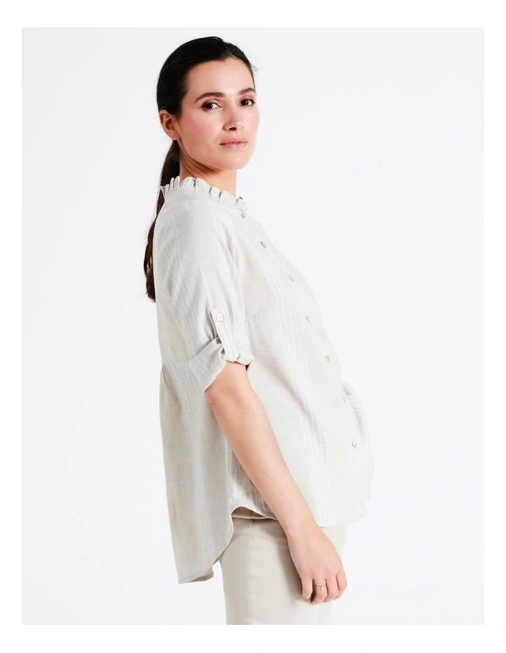 Buy π₯ Regatta Sustainable Viscose Blend Rolled Sleeve π Shirt With Frill Neck In Oatmeal Crossdye π - Image 2
