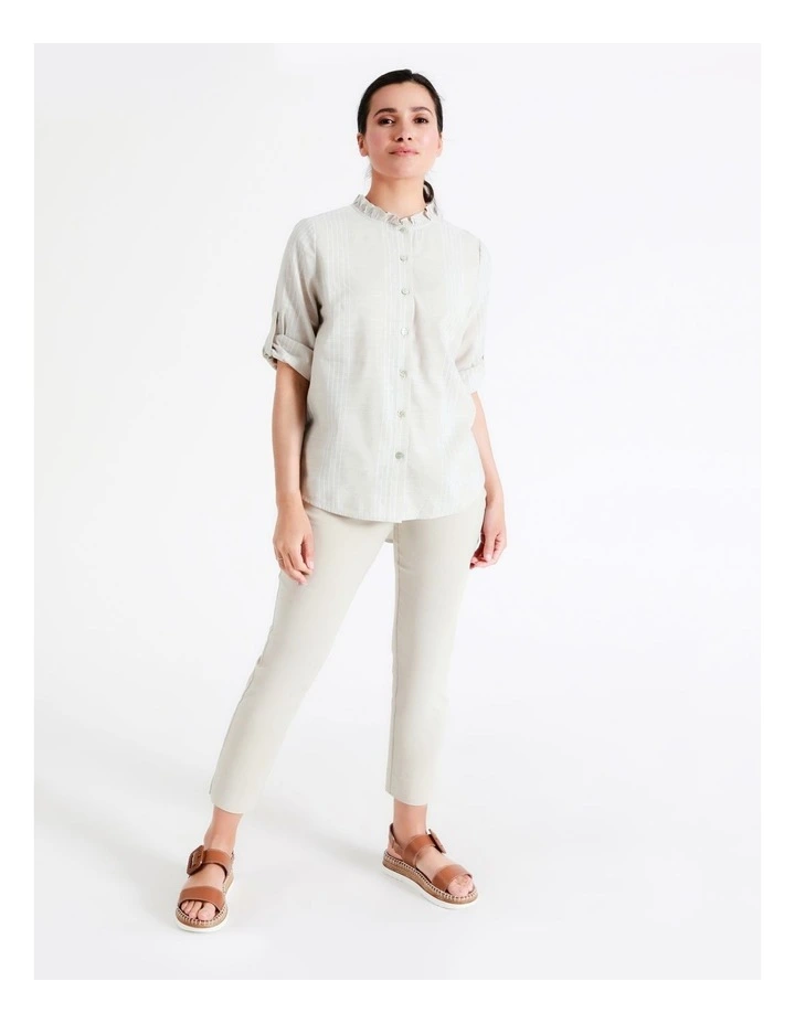 Buy π₯ Regatta Sustainable Viscose Blend Rolled Sleeve π Shirt With Frill Neck In Oatmeal Crossdye π - Image 3