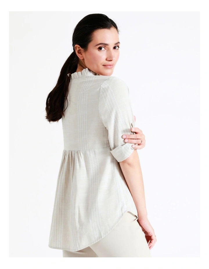 Buy π₯ Regatta Sustainable Viscose Blend Rolled Sleeve π Shirt With Frill Neck In Oatmeal Crossdye π - Image 5