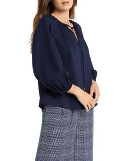 Cheap 🎁 David Lawrence Soheil Voile Blouse In Midnight 👏