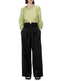 Best Sale ⌛ Veronika Maine 🌞 Summer Linen Button Sleeve Top In Lime ⭐