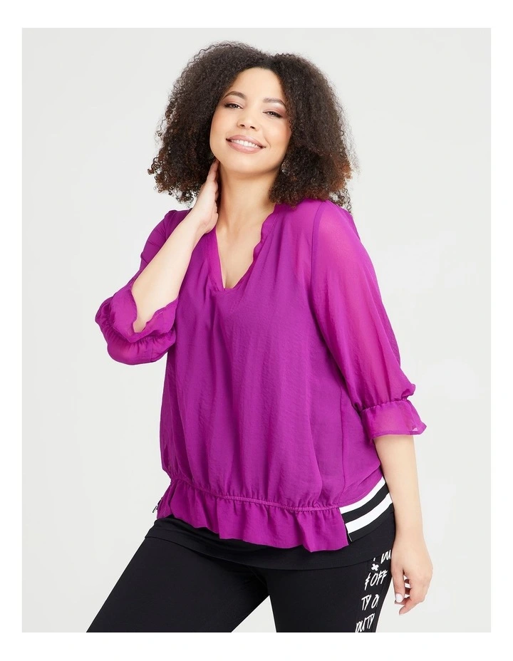 Best reviews of β€οΈ Taking Shape Chiffon Bron Ruffle Top In Sparkling Grape π― - Image 3