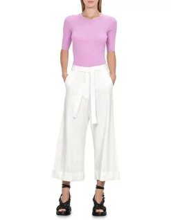 Budget 🧨 Veronika Maine Short Sleeve Round Neck Rib Knit In Purple 🔔
