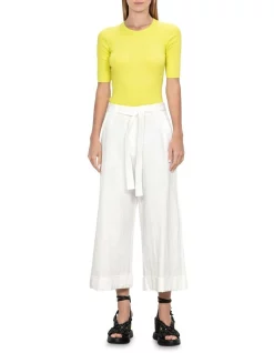 Wholesale 👍 Veronika Maine Short Sleeve Round Neck Rib Knit In Yellow 🧨