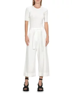 Buy ✔️ Veronika Maine Short Sleeve Round Neck Rib Knit In White 👍