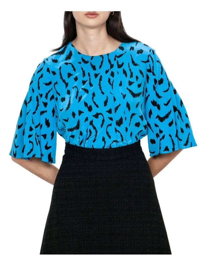 Best reviews of π Veronika Maine Print Pleat Top In Azure Blue π - Image 3