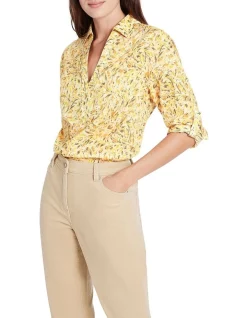 Outlet ✨ David Lawrence Calantha Cotton Voile 👚 Shirt In Yellow 😍