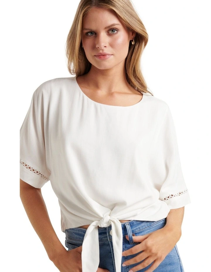 Best deal π― Forever New Caitlin Tie Front Blouse In White π₯° - Image 4