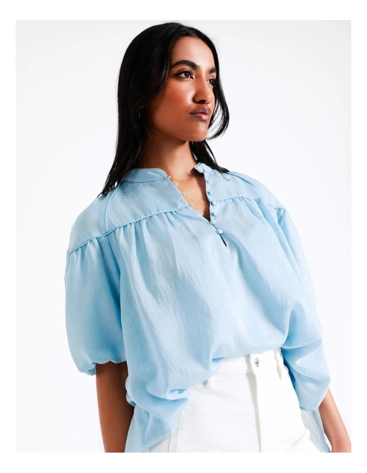 Outlet π Basque Babydoll Blouse In Sky Blue π - Image 7