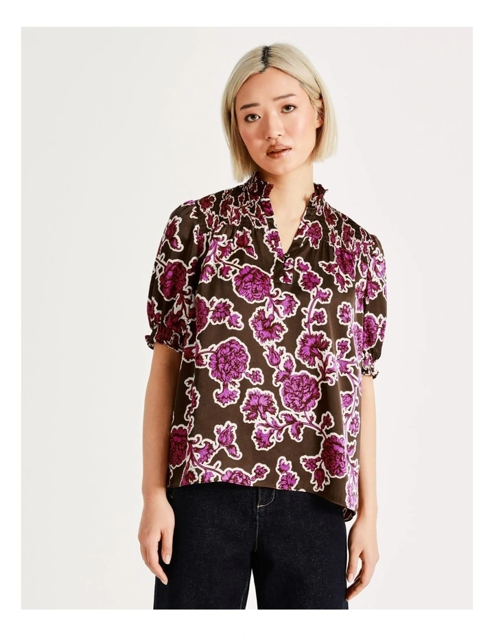 Budget π Basque Shirred Shoulder Top In Pink π - Image 4