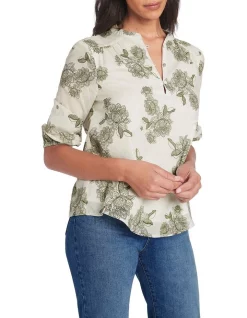Promo 🤩 David Lawrence Laisa Cotton Blouse In Ecru Multi 👏