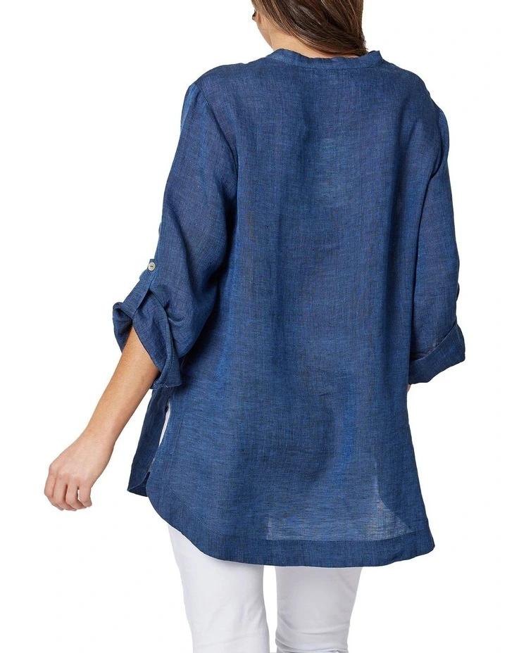 Top 10 π Hammock & Vine V Neck Tab Sleeve Tunic In Indigo Blue β - Image 4