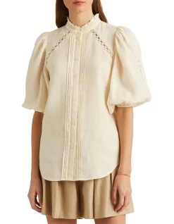 Cheap π Lauren Ralph Lauren Linen Puff-Sleeve Blouse In Cream π§¨
