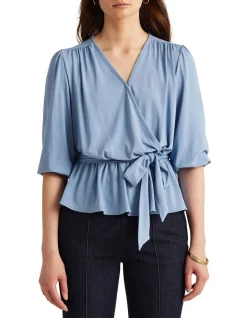 Cheapest 🤩 Lauren Ralph Lauren Jersey Faux-Wrap Peplum Blouse ✨