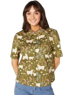 Cheapest 💯 Princess Highway Sheep And Flora Collared Blouse Green 🔔