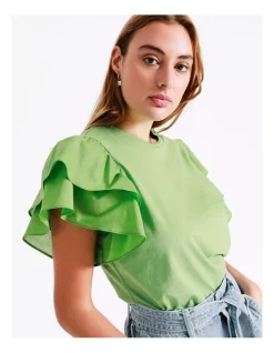 Best Pirce π€© Piper Organic Cotton Double Flutter Sleeve Tee In Light Green β