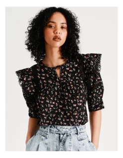 Best Pirce 😀 Vero Moda Olga 2/4 Sleeve Cotton Top In Black Olga 🧨