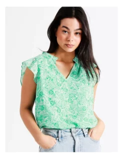 New π Tokito Ruffle Neck Recycled Tank In Green π