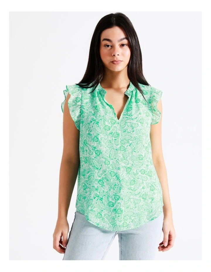 New π Tokito Ruffle Neck Recycled Tank In Green π - Image 2