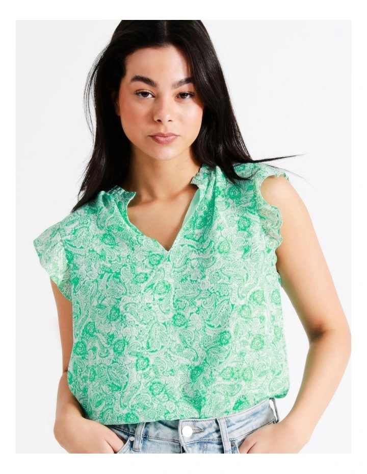 New π Tokito Ruffle Neck Recycled Tank In Green π - Image 4