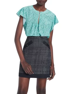 Buy 𧨠Marcs Ditsy Queen Silk Top In Turquoise π―