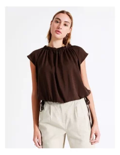 Deals 😉 Piper Bruised Recycled Poly Top In Chocolate 😍