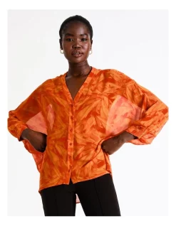 Coupon 😀 Wayne Cooper Batwing 👚 Shirt In Orange 🎉