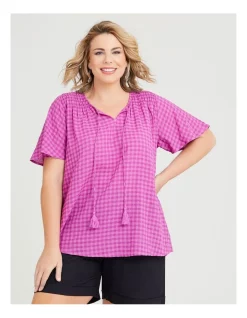 Brand new 🔥 Taking Shape Cotton Blend Gingham Top In Radiant Orchid 👏
