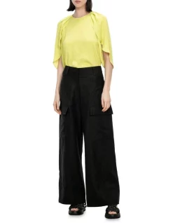 Top 10 🎁 Veronika Maine Drapey Satin Overlap Sleeve Top In Acid 🤩