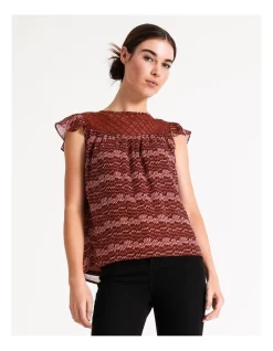 Budget ⌛ ONLY Mandy Sleeve Top Syrah Graphic 🥰