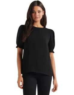 Best deal 👏 Forever New Alana Puff Sleeve Blouse In Black 🎁